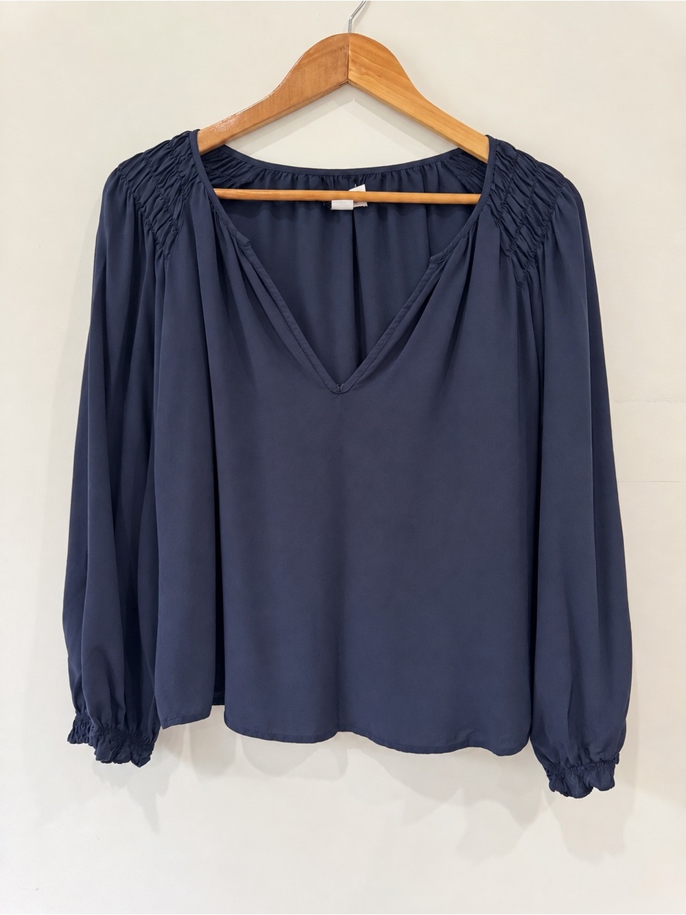 Velvet by Graham & Spencer Navy V-Neck Long Sleeve Blouse